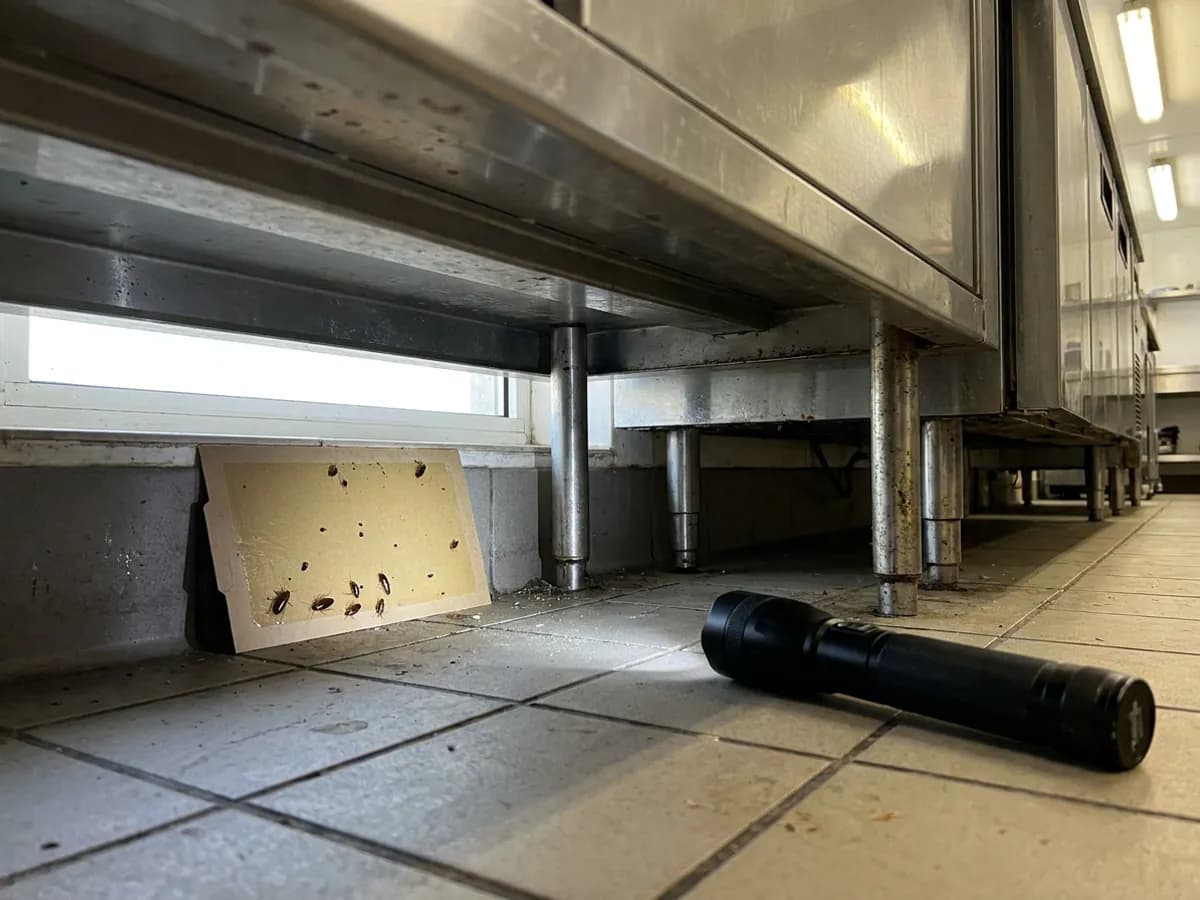 Cockroach control inspection in a Leeds commercial kitchen