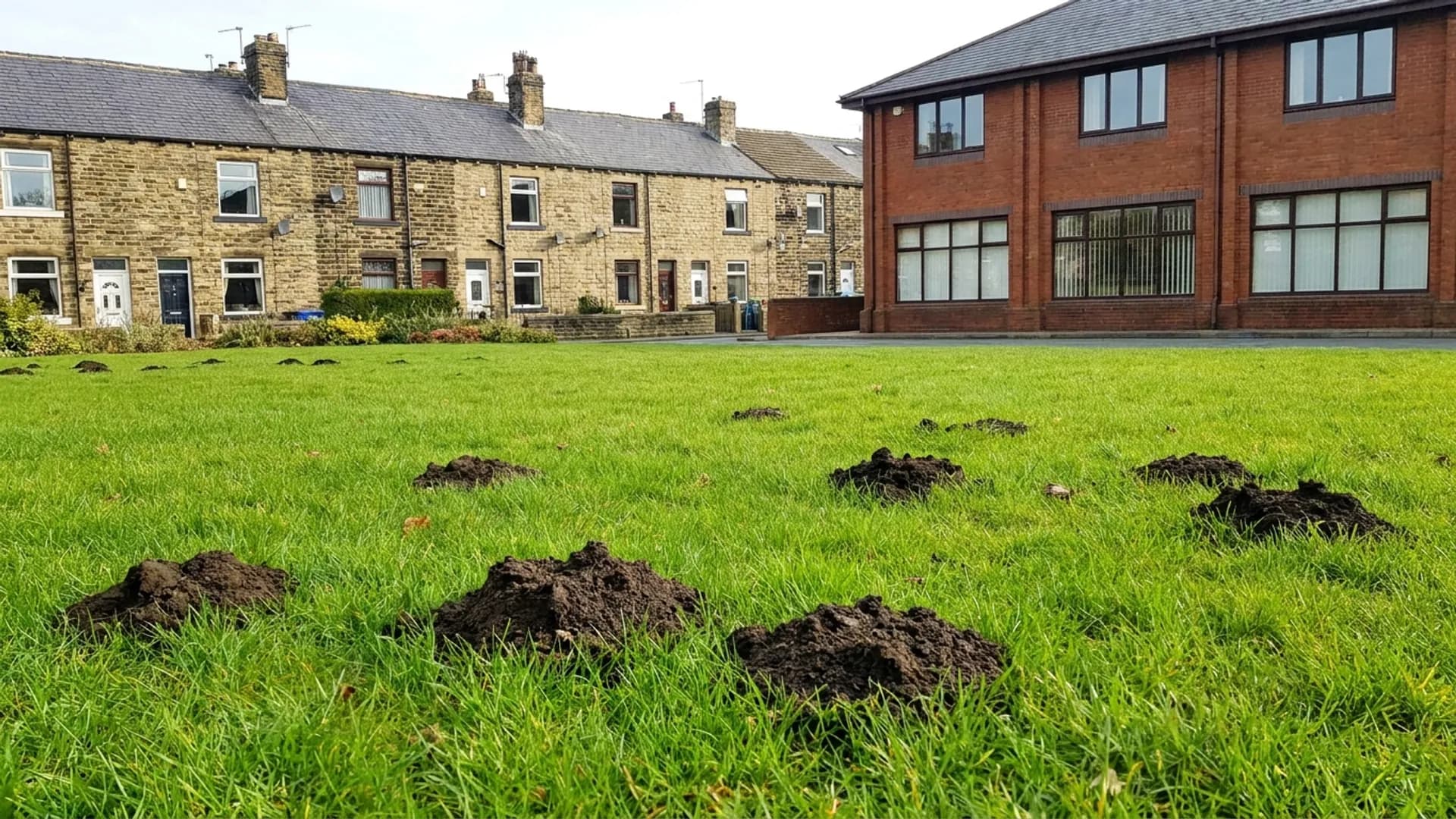 Fresh molehills inspected during mole control in Bradford