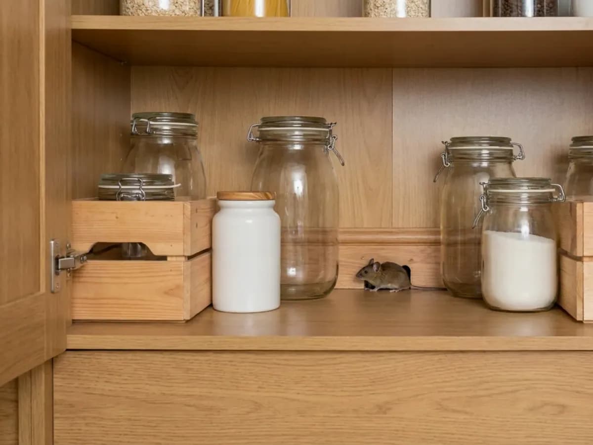 Mouse control inspection around kitchen cupboards in Leeds