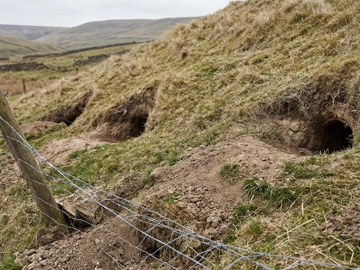 Rabbit activity checked around a boundary and landscaped edge in Ilkley